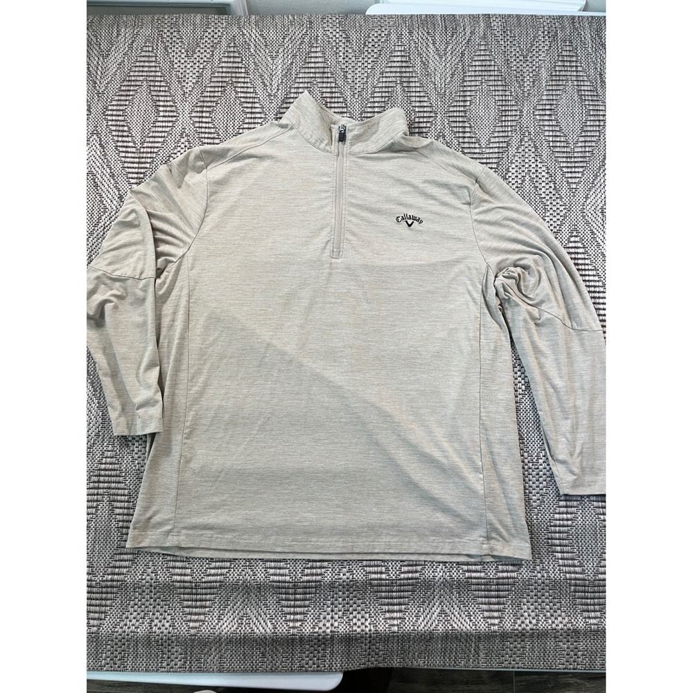 Callaway Mens 2X 1/4 Zip Pullover Oatmeal Heather Gorpcore Minimalist RT220395